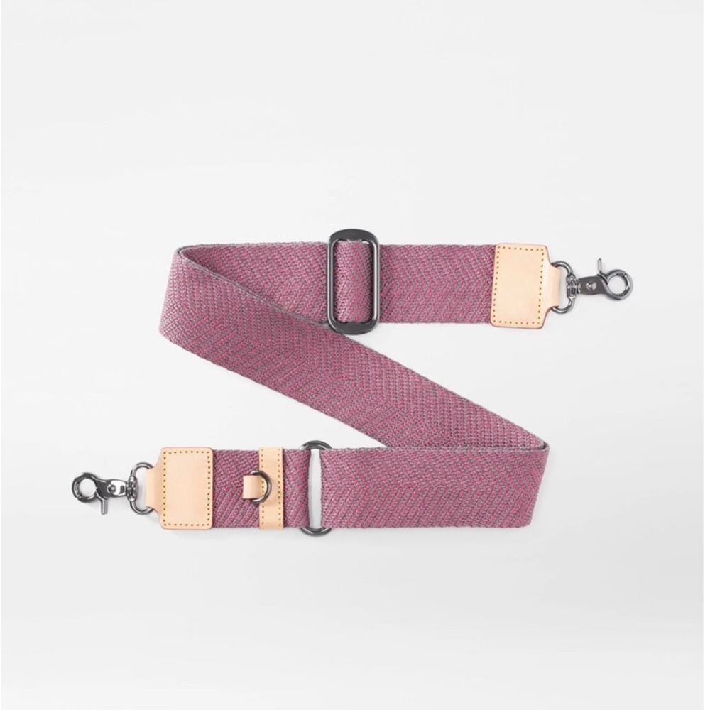 NWT MZ Wallace Charcoal & Lurex Bright Pink Adjustable Cross Body Strap